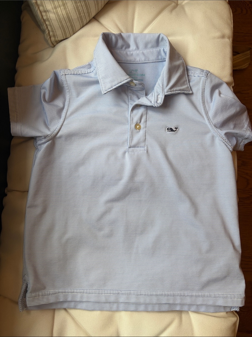 Vineyard Vines Light Blue & White Micro-Stripe Polo